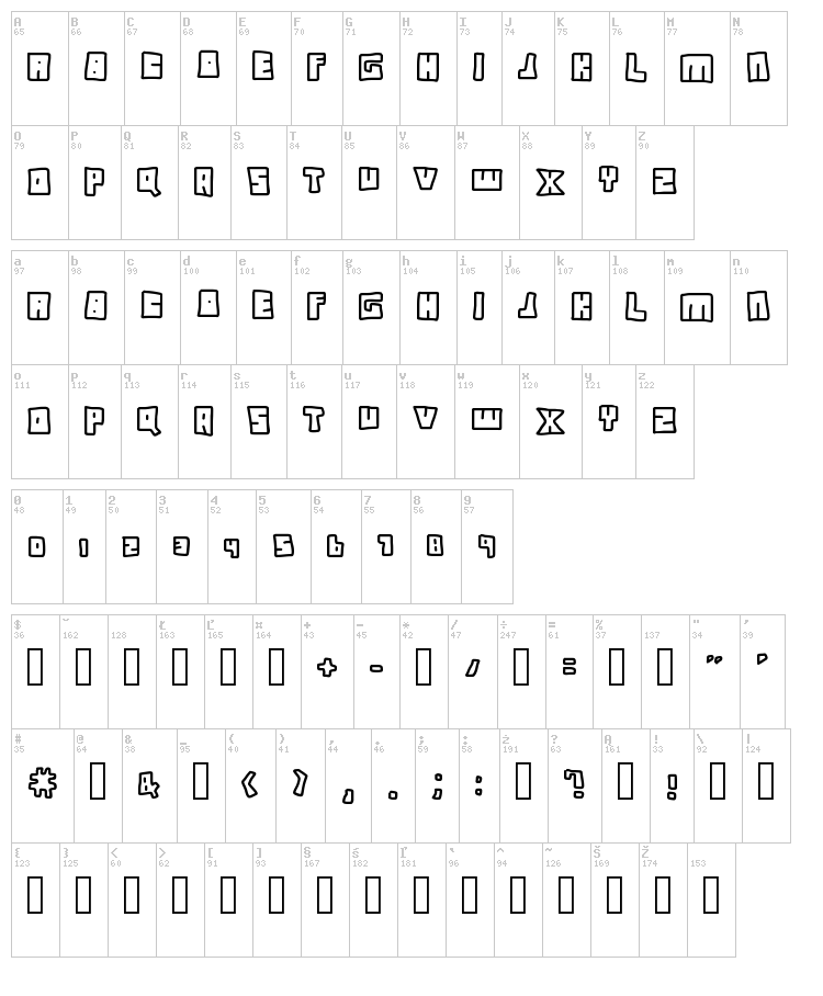 Instant Access font map